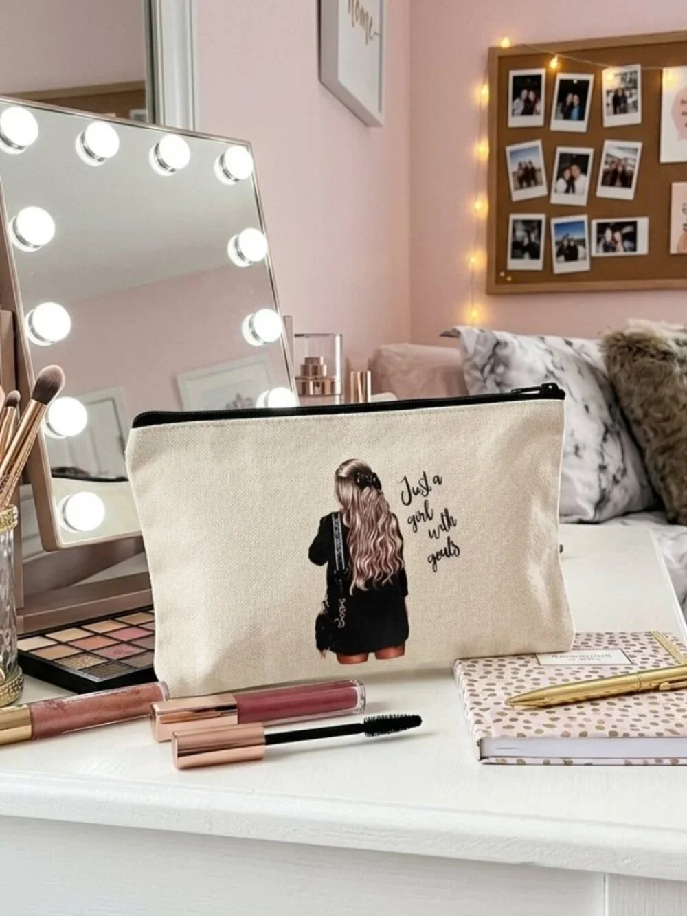 Just A Girl With Goals Cosmetic Bag For Teens